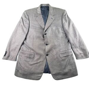 Canali‎ Mens Blazer 48R Gray Wool Silk Windowpane Plaid Sport Coat Italy Read